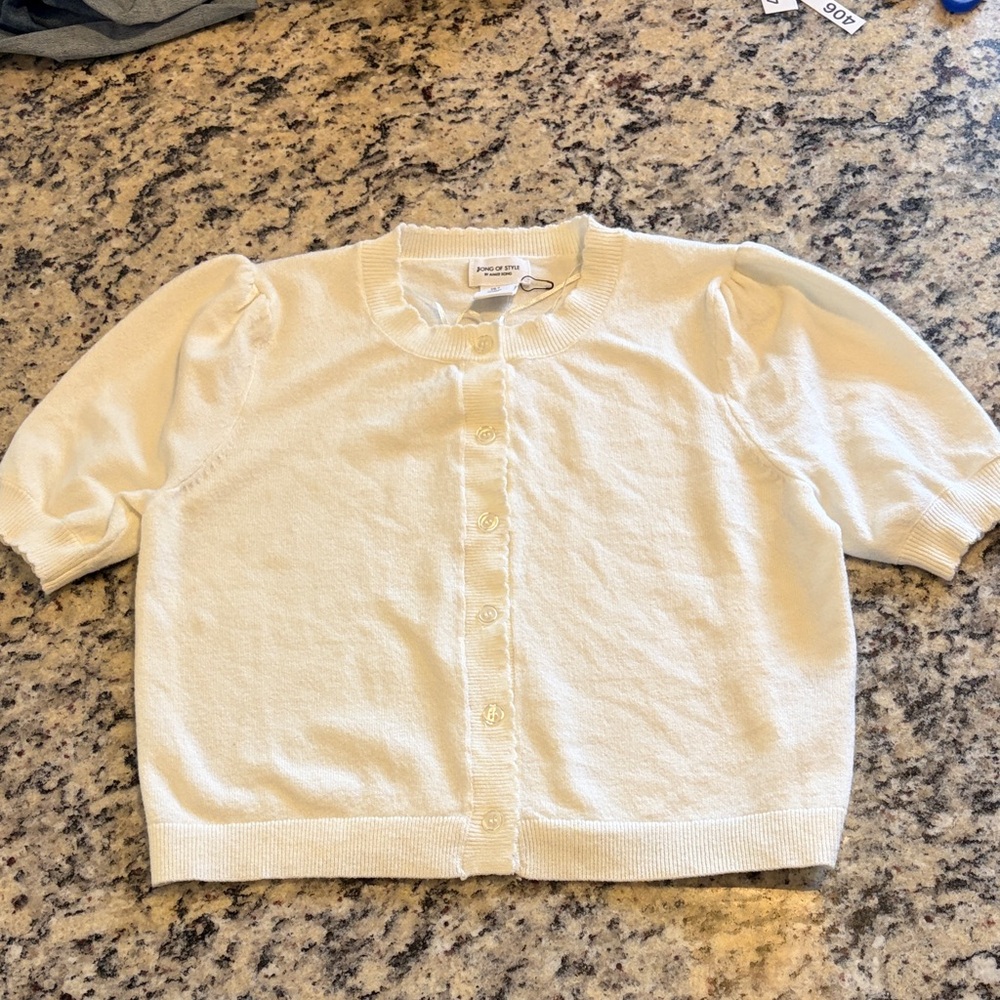 Song of Style Cream Short Puff Sleeve Cardigan